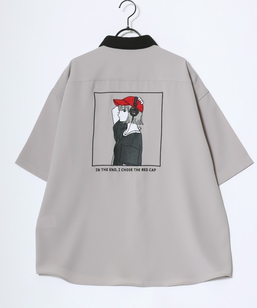 Red Cap Girl（レッドキャプガール）の「Red Cap Girl/レッドキャップガール 接触冷感/イージーケア/ストレッチ オーバーサイズ バックプリント刺繍 ロゴ ワンポイント 半袖シャツ/レディース メンズ（シャツ/ブラウス・レディース・ブルー/ミント/ブルー系その他/ブラック系その他/ホワイト/ホワイト系その他/ベージュ系その他/ベージュ/ブラック・L/M）」の21枚目の写真