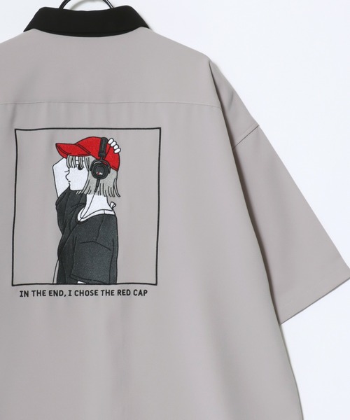 Red Cap Girl（レッドキャプガール）の「Red Cap Girl/レッドキャップガール 接触冷感/イージーケア/ストレッチ オーバーサイズ バックプリント刺繍 ロゴ ワンポイント 半袖シャツ/レディース メンズ（シャツ/ブラウス・レディース・ブルー/ミント/ブルー系その他/ブラック系その他/ホワイト/ホワイト系その他/ベージュ系その他/ベージュ/ブラック・L/M）」の19枚目の写真
