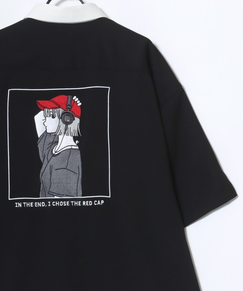 Red Cap Girl（レッドキャプガール）の「Red Cap Girl/レッドキャップガール 接触冷感/イージーケア/ストレッチ オーバーサイズ バックプリント刺繍 ロゴ ワンポイント 半袖シャツ/レディース メンズ（シャツ/ブラウス・レディース・ブルー/ミント/ブルー系その他/ブラック系その他/ホワイト/ホワイト系その他/ベージュ系その他/ベージュ/ブラック・L/M）」の15枚目の写真