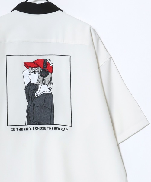Red Cap Girl（レッドキャプガール）の「Red Cap Girl/レッドキャップガール 接触冷感/イージーケア/ストレッチ オーバーサイズ バックプリント刺繍 ロゴ ワンポイント 半袖シャツ/レディース メンズ（シャツ/ブラウス・レディース・ブルー/ミント/ブルー系その他/ブラック系その他/ホワイト/ホワイト系その他/ベージュ系その他/ベージュ/ブラック・L/M）」の11枚目の写真