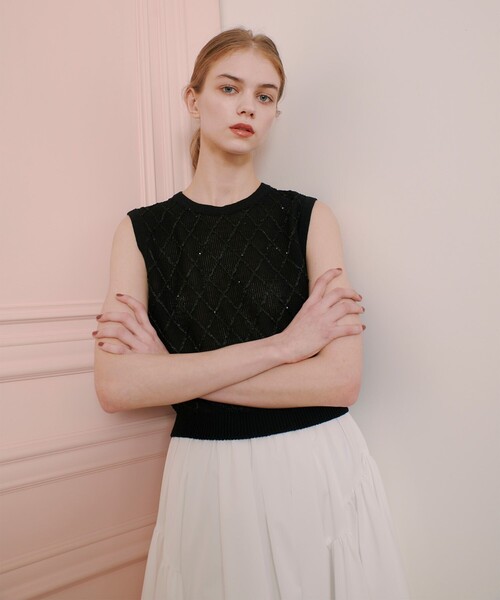LOULOU WILLOUGHBY(ルルウィルビー)の「【LOULOU WILLOUGHBY】シークインエンブロイダリープルオーバー(ニット/セーター・レディース・ピンク/ブラック/オフホワイト・2)」の15枚目の写真