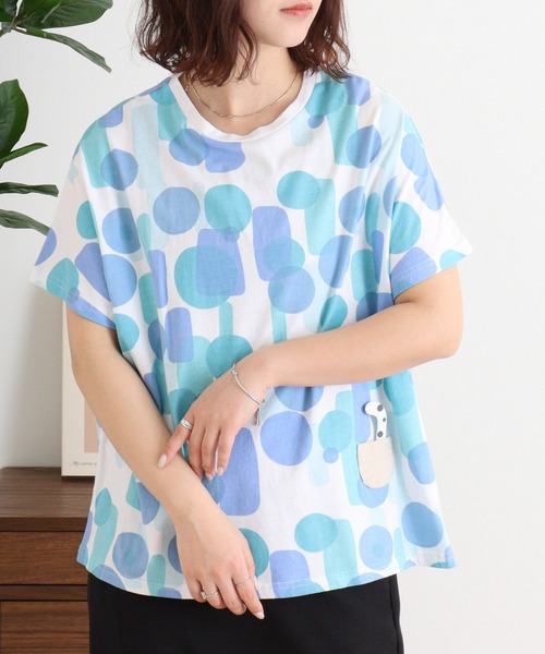 Emago(イマゴ)の「EMAGO チンアナゴの住む海の中プリントT(Tシャツ/カットソー・レディース・ネイビー/ホワイト/ブラック・FREE)」の8枚目の写真