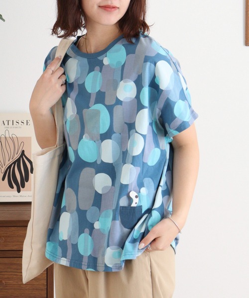 Emago(イマゴ)の「EMAGO チンアナゴの住む海の中プリントT(Tシャツ/カットソー・レディース・ネイビー/ホワイト/ブラック・FREE)」の14枚目の写真