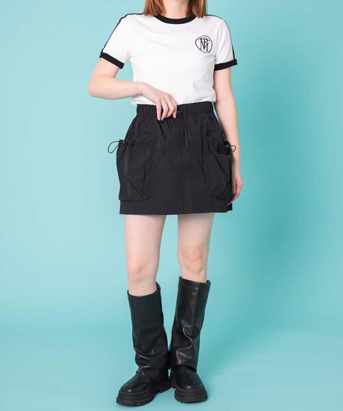 WOND(ウォンド)の「WOND/バックナンバリングリンガーピチT(Tシャツ/カットソー・レディース・ホワイト/ブラック・FREE)」の3枚目の写真