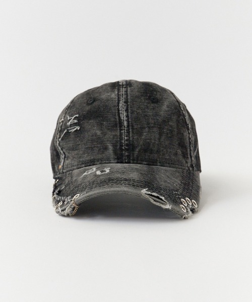 Chick（チック）の「punk-style cap/ヴィンテージライク パンク風デニムキャップ（キャップ・メンズ・ブラック/グレー/イエロー/ベージュ/レッド/キャメル/ブラック系・FREE）」の3枚目の写真