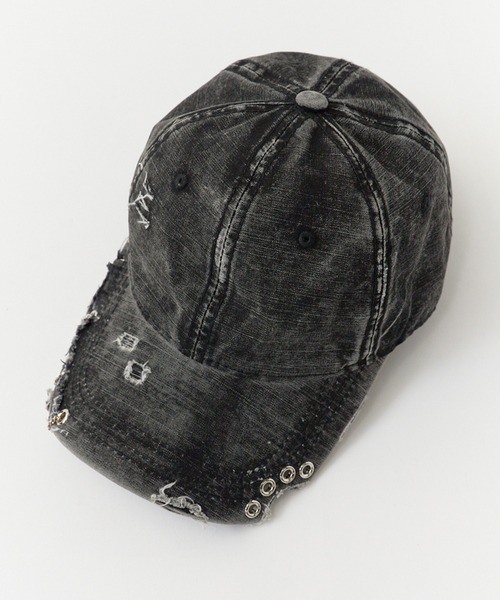 値下げ中　fuckthisindustry 似 スタッズ　デニム　キャップ セール】punk-style cap/ヴィンテージライク パンク風デニム