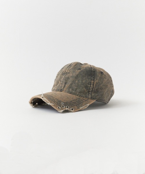 Chick（チック）の「punk-style cap/ヴィンテージライク パンク風デニムキャップ（キャップ・メンズ・ブラック/グレー/イエロー/ベージュ/レッド/キャメル/ブラック系・FREE）」の9枚目の写真