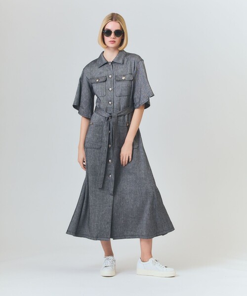 GRACE CLASS(グレースクラス)の「リネンデニムライクワンピース(ワンピース・レディース・ベージュ/ブラック・36/38)」の2枚目の写真