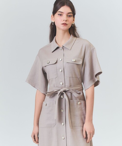 GRACE CLASS(グレースクラス)の「リネンデニムライクワンピース(ワンピース・レディース・ベージュ/ブラック・36/38)」の4枚目の写真