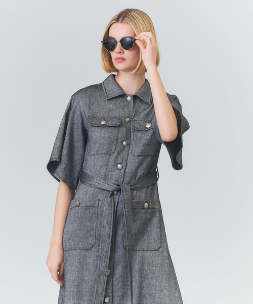 GRACE CLASS(グレースクラス)の「リネンデニムライクワンピース(ワンピース・レディース・ベージュ/ブラック・36/38)」の14枚目の写真