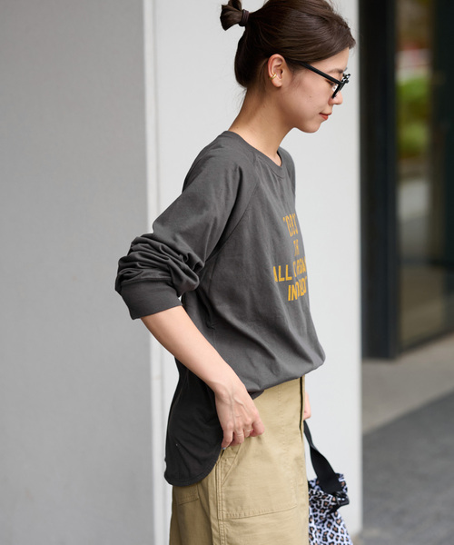 JOURNAL STANDARD relume（ジャーナルスタンダード　レリューム）の「《追加2》ラグランスリーブカレッジロングスリーブTEE（Tシャツ/カットソー・レディース・ブラック系その他/ホワイト/ホワイト系その他・FREE）」の6枚目の写真