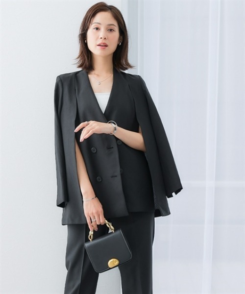 7days Life Styling(セブンデイズライフスタイリング)の「【レディーススーツ】2WAYダブルブレストジャケット(上下別売)<大きいサイズ有>(ノーカラージャケット・レディース・ブラック・S/M/L/3L/LL)」の9枚目の写真