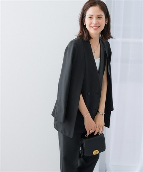 7days Life Styling(セブンデイズライフスタイリング)の「【レディーススーツ】2WAYダブルブレストジャケット(上下別売)<大きいサイズ有>(ノーカラージャケット・レディース・ブラック・S/M/L/3L/LL)」の8枚目の写真
