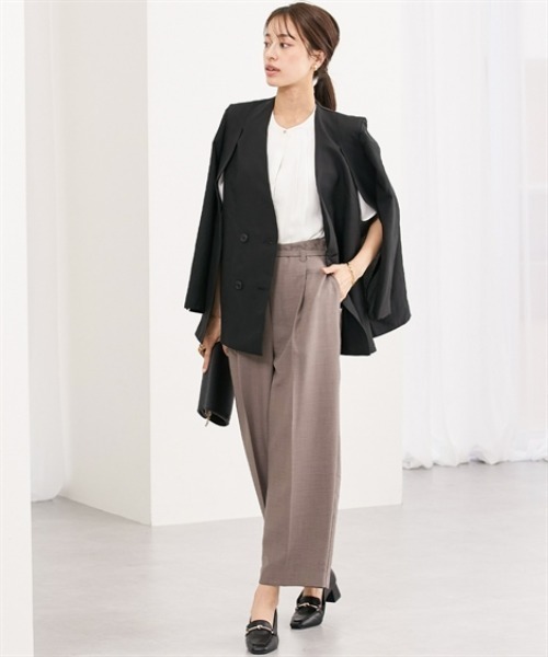 7days Life Styling(セブンデイズライフスタイリング)の「【レディーススーツ】2WAYダブルブレストジャケット(上下別売)<大きいサイズ有>(ノーカラージャケット・レディース・ブラック・S/M/L/3L/LL)」の4枚目の写真