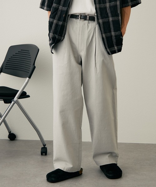 CIAOPANIC TYPY(チャオパニックティピー)の「コットンリネンワイドパンツ(チノパンツ・メンズ・ベージュ/ライトグレー/チャコールグレー/アイボリー・LARGE/MEDIUM/SMALL)」の3枚目の写真