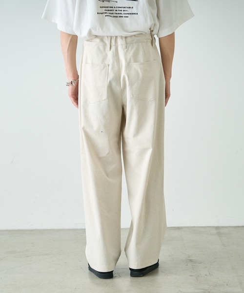 CIAOPANIC TYPY(チャオパニックティピー)の「コットンリネンワイドパンツ(チノパンツ・メンズ・ベージュ/ライトグレー/チャコールグレー/アイボリー・LARGE/MEDIUM/SMALL)」の5枚目の写真