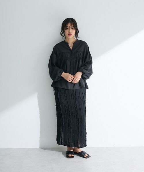 Green　Parks（グリーンパークス）の「シャーリングスキッパーシャツ（シャツ/ブラウス・レディース・ブルー/ライトベージュ/ブラック/オレンジ/ドット/オフホワイト・FREE）」の18枚目の写真