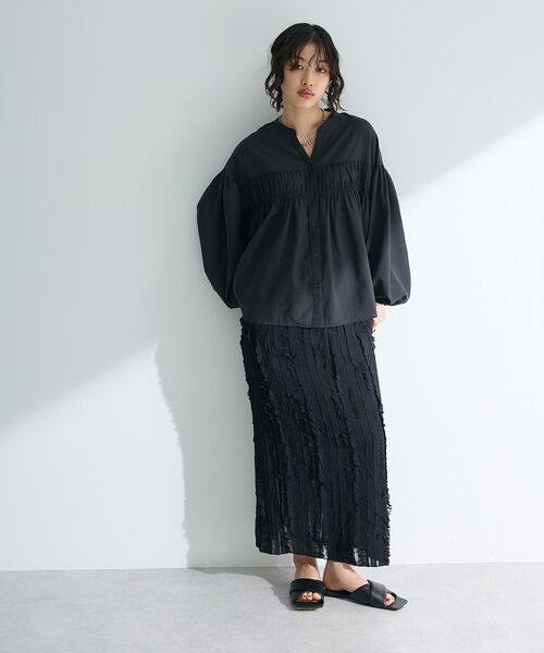 Green　Parks（グリーンパークス）の「シャーリングスキッパーシャツ（シャツ/ブラウス・レディース・ブルー/ライトベージュ/ブラック/オレンジ/ドット/オフホワイト・FREE）」の19枚目の写真