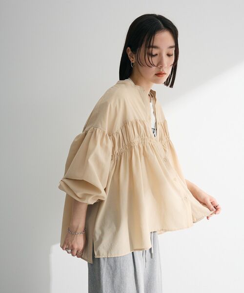 セール】シャーリングスキッパーシャツ（シャツ/ブラウス）｜Green