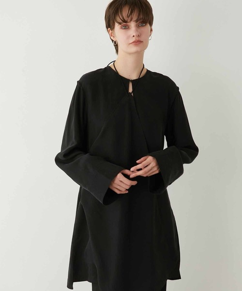 LAPEAUDEGEM cupra キュプラ シャツ LA PEAU DE GEM】cupra scarf shirt/キュプラスカーフシャツ