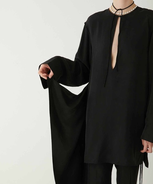 LAPEAUDEGEM cupra キュプラ シャツ LA PEAU DE GEM】cupra scarf shirt/キュプラスカーフシャツ