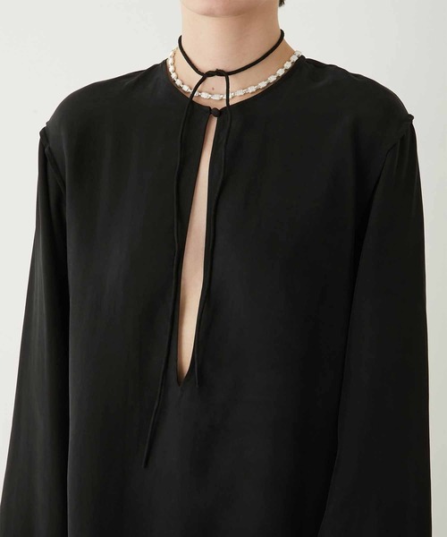 LAPEAUDEGEM cupra キュプラ シャツ LA PEAU DE GEM】cupra scarf shirt/キュプラスカーフシャツ
