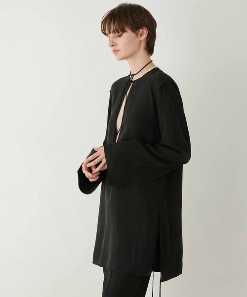 LA PEAU DE GEM】cupra scarf shirt/キュプラスカーフシャツ