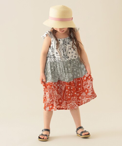 BEAMS mini（ビームスミニ）の「バンダナ柄 ワンピース 2025SS（90～130cm）（ワンピース・キッズ・ホワイト/ブラック・100/130/90/120/110）」の4枚目の写真