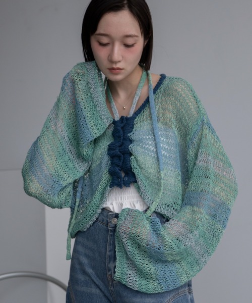 ブローディア BRODIAEA 透かし編みトッパーボレロ （グリーン） ブローディア BRODIAEA 透かし編みトッパーボレロ （グリーン