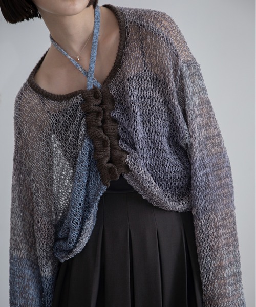 VACANCY（ヴァカンシー）の「透かし編みシアーカーディガン（カーディガン/ボレロ・レディース・パープル/グレー/グリーン・FREE）」の8枚目の写真