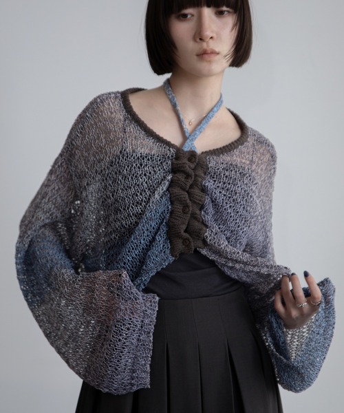 VACANCY（ヴァカンシー）の「透かし編みシアーカーディガン（カーディガン/ボレロ・レディース・パープル/グレー/グリーン・FREE）」の11枚目の写真