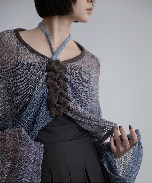 VACANCY（ヴァカンシー）の「透かし編みシアーカーディガン（カーディガン/ボレロ・レディース・パープル/グレー/グリーン・FREE）」の10枚目の写真