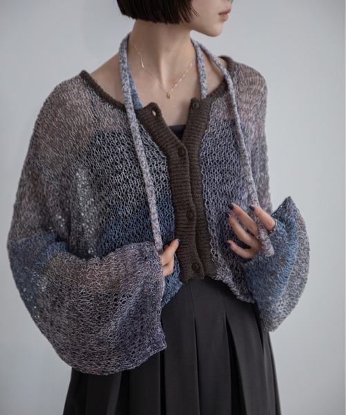 VACANCY（ヴァカンシー）の「透かし編みシアーカーディガン（カーディガン/ボレロ・レディース・パープル/グレー/グリーン・FREE）」の21枚目の写真