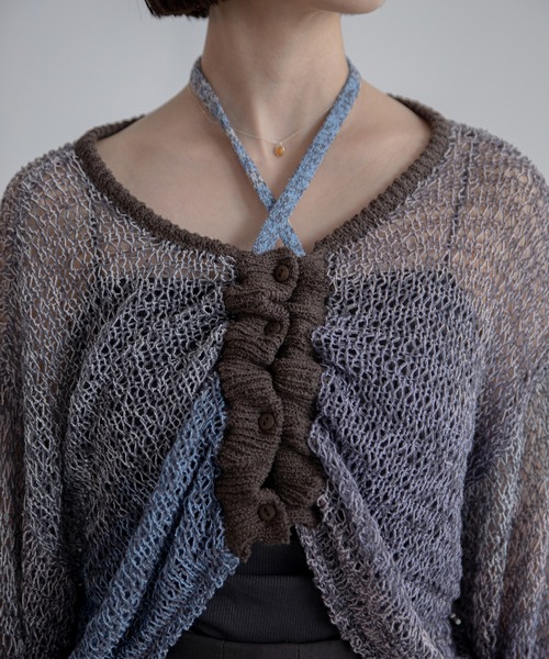 VACANCY（ヴァカンシー）の「透かし編みシアーカーディガン（カーディガン/ボレロ・レディース・パープル/グレー/グリーン・FREE）」の7枚目の写真