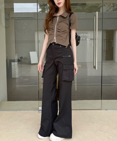 Ada.（エイダ）の「カーゴデザイン フレアパンツ（その他パンツ・レディース・カーキ/ブラック・L/M）」の13枚目の写真