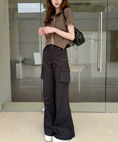 Ada.（エイダ）の「カーゴデザイン フレアパンツ（その他パンツ・レディース・カーキ/ブラック・L/M）」の12枚目の写真