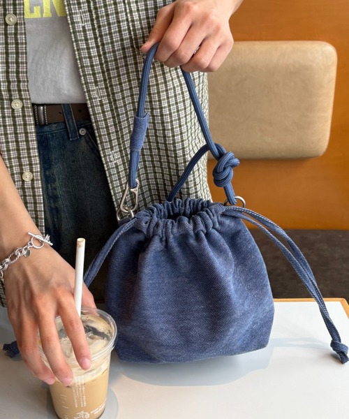 CIAOPANIC TYPY(チャオパニックティピー)の「【UNISEX】アソート巾着バッグ(ショルダーバッグ・メンズ・ブルー/サックスブルー/ネイビー/グリーン/レッド・ONE SIZE)」の4枚目の写真