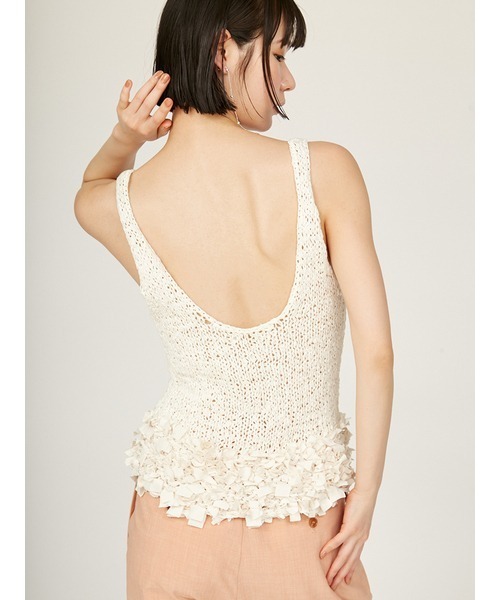 emmi（エミ）の「リボンディティールトップス（ニット/セーター・レディース・コーラルピンク/アイボリー/ブラック・FREE）」の7枚目の写真