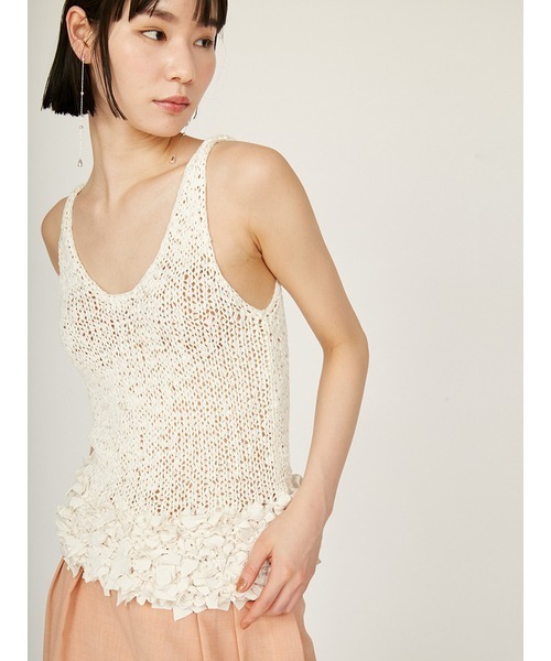 emmi（エミ）の「リボンディティールトップス（ニット/セーター・レディース・コーラルピンク/アイボリー/ブラック・FREE）」の9枚目の写真