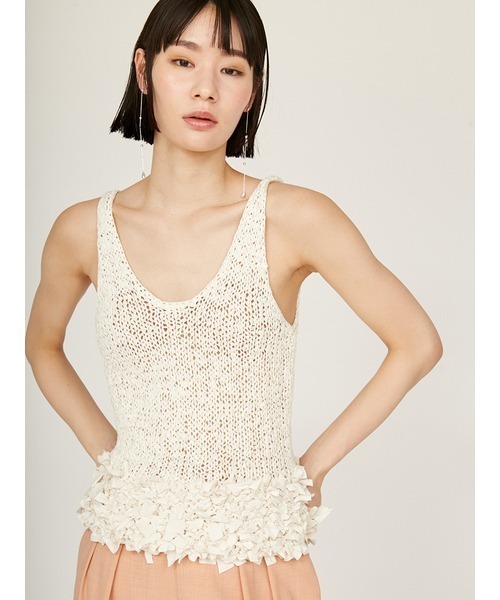 emmi（エミ）の「リボンディティールトップス（ニット/セーター・レディース・コーラルピンク/アイボリー/ブラック・FREE）」の6枚目の写真