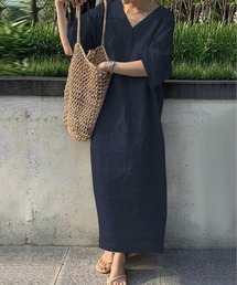 Vネック」に該当するワンピース（ブルー・ネイビー/青色系