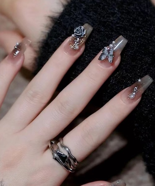 3D バタフライ フラワー アート ネイルチップ（ネイルシール