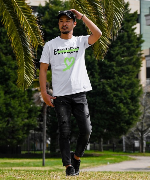 adamsJUGGLER(アダムスジャグラー)の「RTEGペイントハートティー(Tシャツ/カットソー・メンズ・ホワイト/ブラック・S/L/XL/XXL/M)」の5枚目の写真