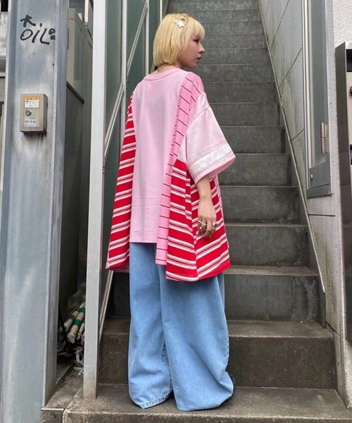 Candy Stripper（キャンディストリッパー）の「CURVE DAMAGE DENIM パンツ（デニムパンツ・レディース・インディゴブルー/ライトインディゴブルー・FREE）」の12枚目の写真