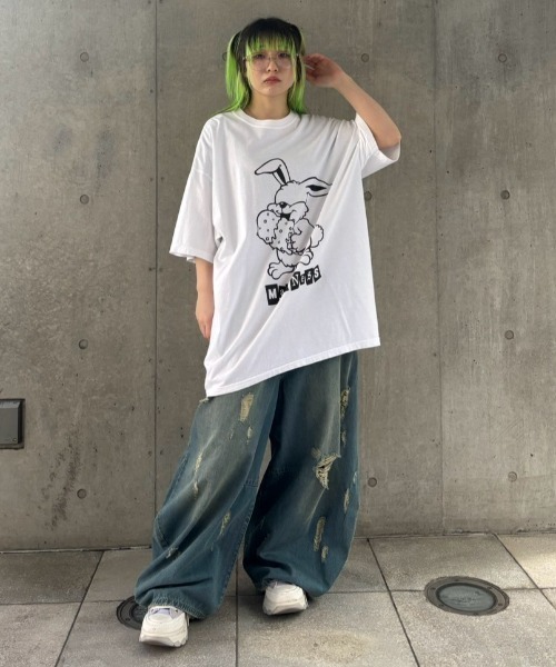 Candy Stripper（キャンディストリッパー）の「CURVE DAMAGE DENIM パンツ（デニムパンツ・レディース・インディゴブルー/ライトインディゴブルー・FREE）」の16枚目の写真