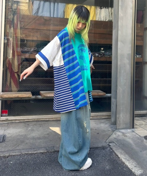 Candy Stripper（キャンディストリッパー）の「CURVE DAMAGE DENIM パンツ（デニムパンツ・レディース・インディゴブルー/ライトインディゴブルー・FREE）」の21枚目の写真