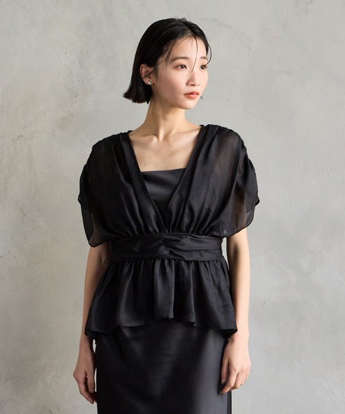 AIMER(エメ)の「メッシュギャザーブラウス(シャツ/ブラウス・レディース・ブラック/ブラウン・MEDIUM)」の16枚目の写真