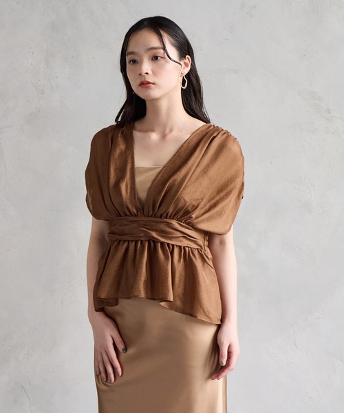 AIMER(エメ)の「メッシュギャザーブラウス(シャツ/ブラウス・レディース・ブラック/ブラウン・MEDIUM)」の9枚目の写真