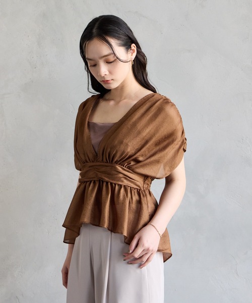 AIMER(エメ)の「メッシュギャザーブラウス(シャツ/ブラウス・レディース・ブラック/ブラウン・MEDIUM)」の12枚目の写真