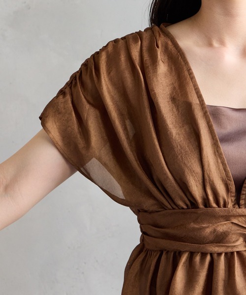 AIMER(エメ)の「メッシュギャザーブラウス(シャツ/ブラウス・レディース・ブラック/ブラウン・MEDIUM)」の4枚目の写真